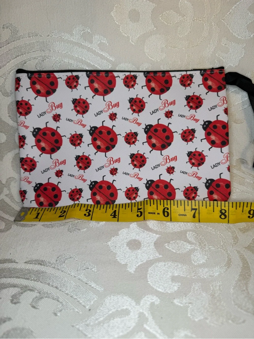 NWOT Ladybug Print Wristlet Pouch - Red/White